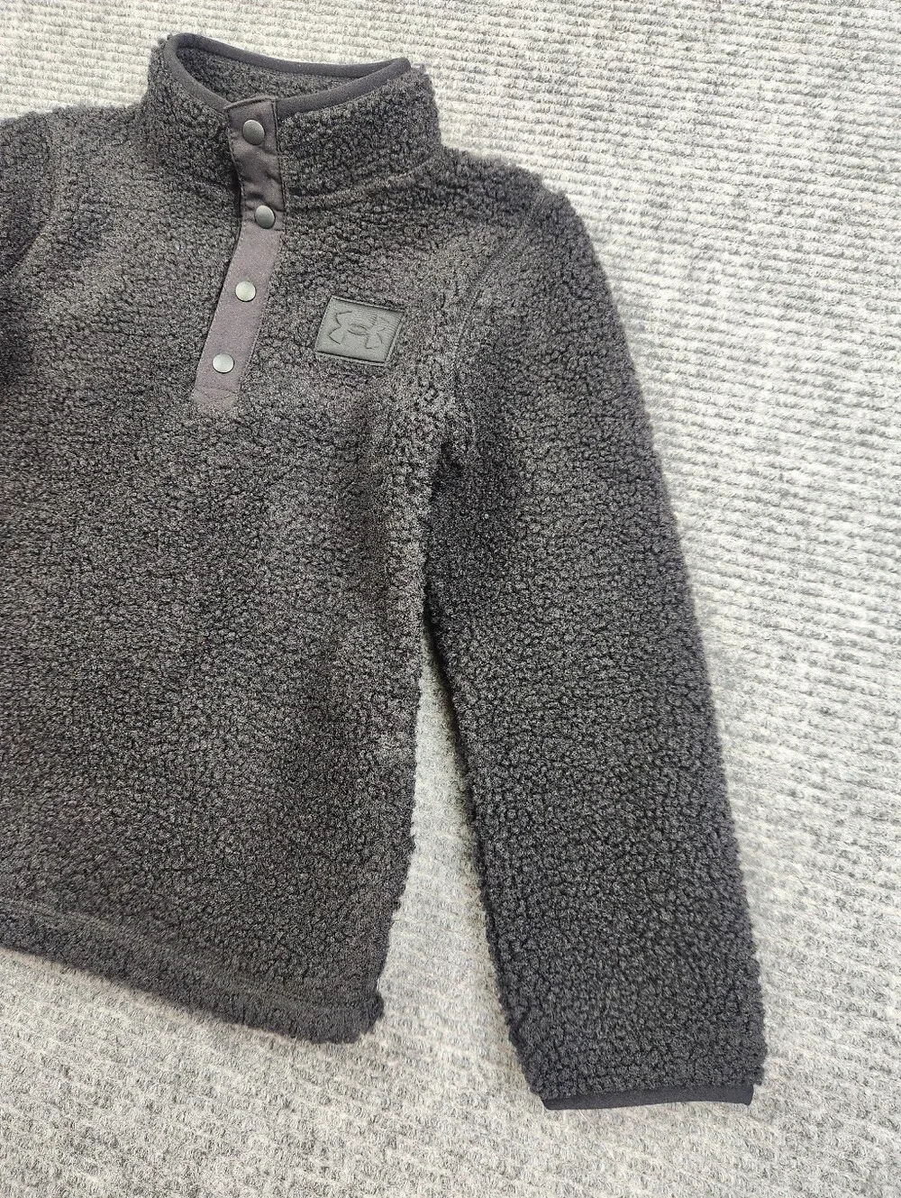 Under Armour Kids Sherpa Quarter-Snap Pullover Sz:6 NWOT Black Teddy Pockets